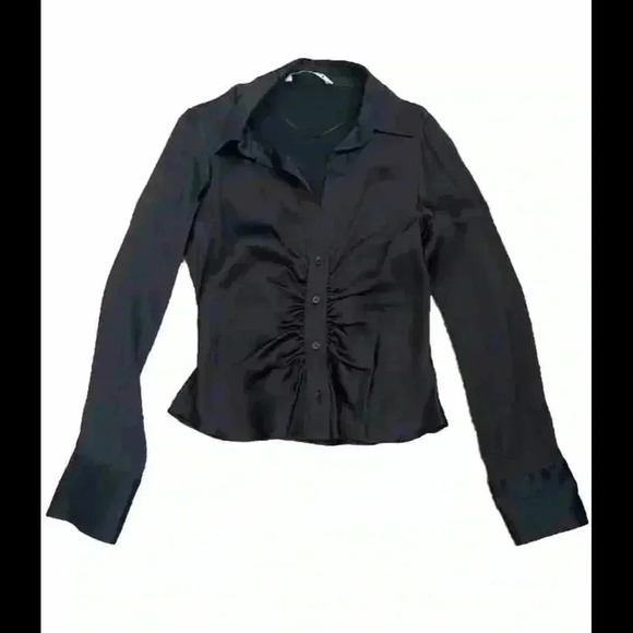 NWOT Zara satin black silk top and pant set - Picture 2 of 7